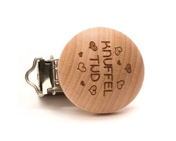 Houten speenclip met tekst Knuffeltijd - 2 stuks | hobbygigant.nl