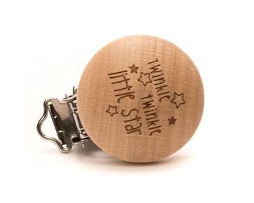 Houten speenclip met tekst Twinkle twinkle little star - 2 stuks | hobbygigant.nl
