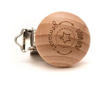 Houten speenclip met tekst Door oma gemaakt - 2 stuks | hobbygigant.nl