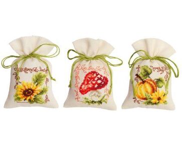 Kruidenzakjes Herfst - set van 3 - Vervaco telpatroon borduurpakket