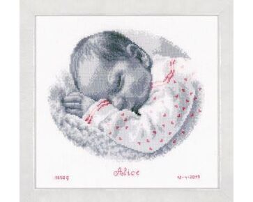 Geboortetegel Slapende baby - Vervaco borduurpakket | hobbygigant.nl