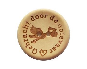 Durable - Houten knopen - 30 mm - Gebracht door de ooievaar - 2 stuks