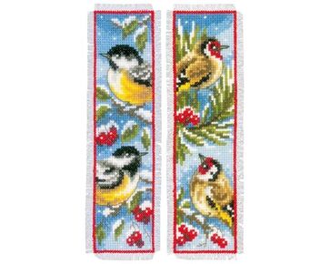 Boekenlegger Vogels in de winter - set van 2 - Vervaco telpatroon borduurpakket