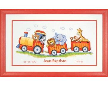 Geboortetegel Safaritreintje - Vervaco borduurpakket | hobbygigant.nl