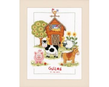 Geboortetegel Op de boerderij borduren - Vervaco Borduurpakket | hobbygigant.nl