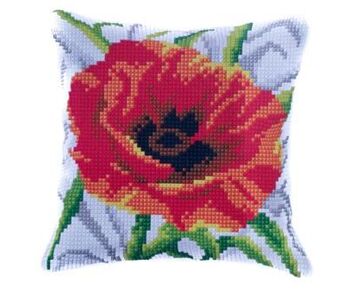 Klaproos Borduurkussen - Orchidea Borduurpakket