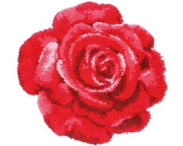 Rode Roos knoopvormtapijt - Vervaco Knooppakket-HobbyGigant