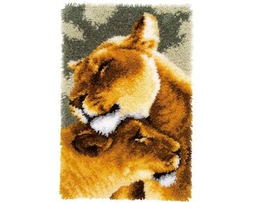 Leeuwinnen liefde knooptapijt - Vervaco Knooppakket-HobbyGigant