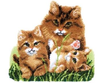 Kattenfamilie knoopvormtapijt - Vervaco Knooppakket-HobbyGigant
