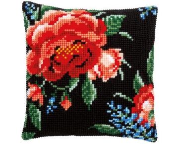 Klimroos borduurkussen - Vervaco borduurpakket-HobbyGigant