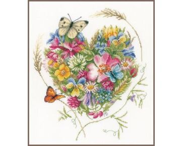 Bloemenhartje borduurpakket - LanArte telpatroon-HobbyGigant
