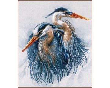 Grote blauwe reigers borduurpakket - LanArte telpatroon-HobbyGigant