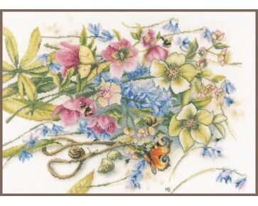 Helleborus Marjolein Bastin - LanArte kruissteek borduurpakket PN-0186136 | hobbyigant.nl