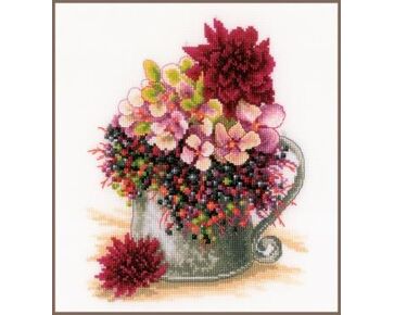 Klein roos boeketje borduurpakket - LanArte telpatroon-Hobbygigant