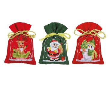 Kruidenzakjes Kerstfiguren borduurpakket - set van 3 - Vervaco telpatroon-HobbyGigant