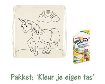 Knutselpakket 'Kleur je eigen tas' - Rugzakje Eenhoorn
