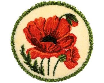 Klaproos knoopvormtapijt - Vervaco Knooppakket