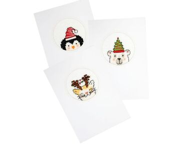 Kerst wenskaarten borduren - 3 stuks - Pako borduurpakket | HobbyGigant