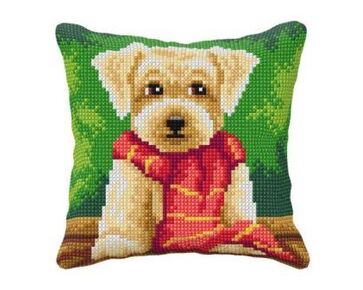 Puppy Borduurkussen - Orchidea Borduurpakket