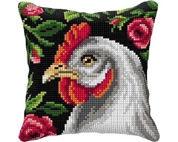 Haan borduurkussen - borduurpakket Orchidea | HobbyGigant