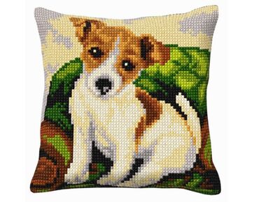 Jack Russel borduurkussen - borduurpakket Orchidea | HobbyGigant