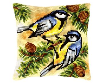 Pimpelmeesjes borduurkussen - borduurpakket Orchidea | HobbyGigant