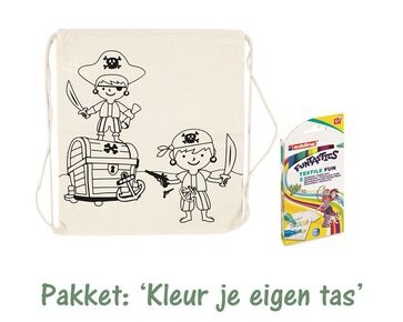 Knutselpakket 'Kleur je eigen tas' - Rugzakje Piraten | hobbygigant.nl