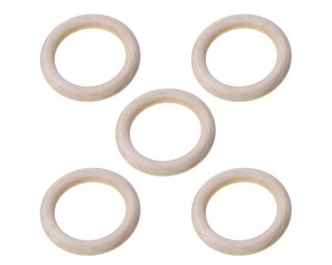 Houten bijtring 70 mm - 5 stuks | Blanco houten ring | hobbygigant.nl