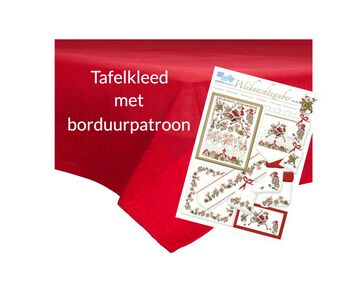 Tafelkleed kerst borduren rood - Met borduurpatroon | hobbygigant.nl