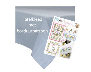 Tafelkleed borduren licht blauw - Met borduurpatroon | hobbygigant.nl