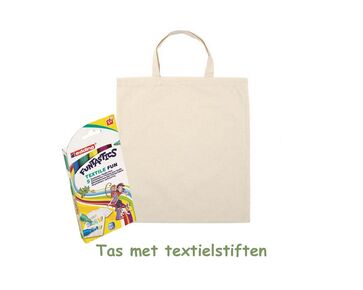 Set: katoenen tas 38 x 42 cm met textielstiften - Hobby Gigant knutselset