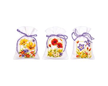 Kruidenzakjes Zomerbloemen borduurpakket - set van 3 - Vervaco telpatroon | HobbyGigant