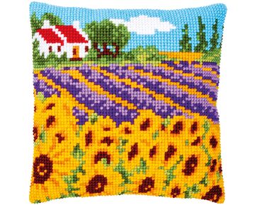 Zonnebloemenveld borduurkussen - Vervaco borduurpakket | HobbyGigant