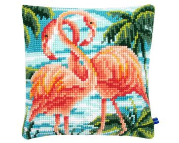 Flamingo's borduurkussen - Vervaco borduurpakket | HobbyGigant