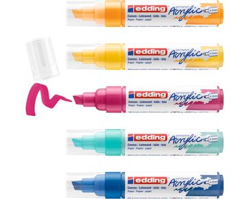 edding Acrylmarker 5000 breed set 999 - 5 stuks