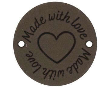 2 Leren labels rond 'Made with love' 003 - Durable | HobbyGigant