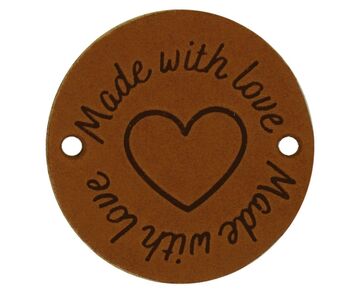 2 Leren labels rond 'Made with love' 004 - Durable | HobbyGigant
