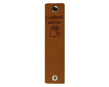 2 Leren labels 'Handmade with love' 004 - Durable | HobbyGigant