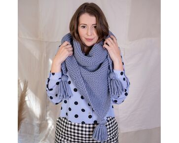 Driehoek sjaal met kwasten breien - FairMade breipakket | hobbygigant.nl