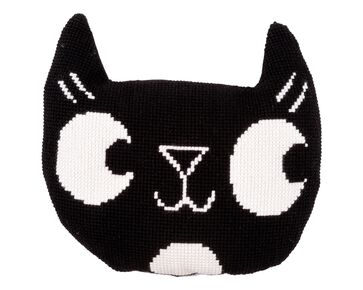 Zwarte kat vorm borduurkussen - Vervaco borduurpakket | HobbyGigant