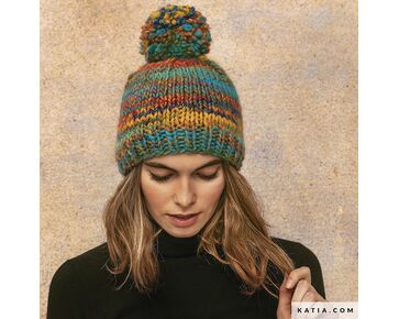 Muts met pompon breien - Katia Flash breipatroon | hobbygigant.nl
