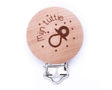 Houten speenclip met tekst Mijn tuttie - 2 stuks | hobbygigant.nl