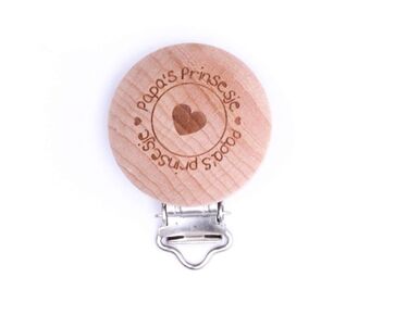 Houten speenclip met tekst Papa's prinsesje - 2 stuks | hobbygigant.nl