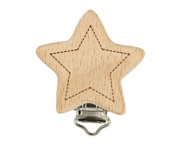 Houten speenclip Ster vorm - 2 stuks | hobbygigant.nl