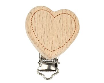 Houten speenclip Hart vorm - 2 stuks | hobbygigant.nl
