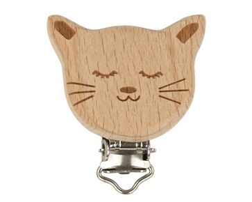 Houten speenclip Poes - 2 stuks | hobbygigant.nl
