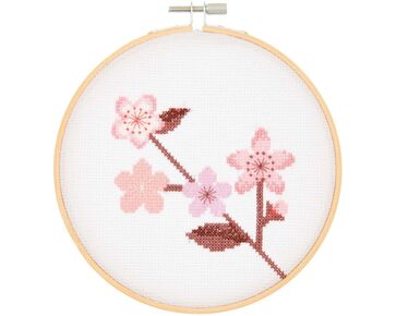 Kersenbloesem tak borduurpakket met borduurring - Rico Design telpatroon | HobbyGigant