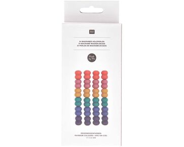 Houten macramé kralen Regenboogkleuren - 24 stuks - Rico Design | HobbyGigant