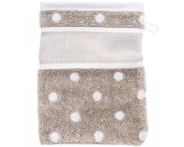 Washand beige met stippen met borduurrand - Rico Design | HobbyGigant