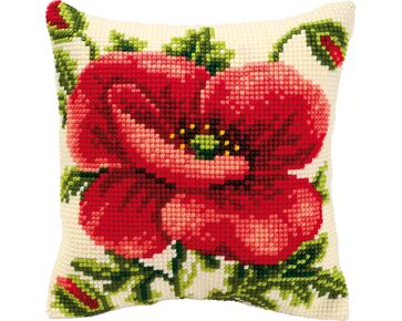 Klaproos borduurkussen - Kussenpakket Vervaco | HobbyGigant